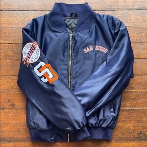 San Diego Padres Navy Satin Jacket, Mens Medium